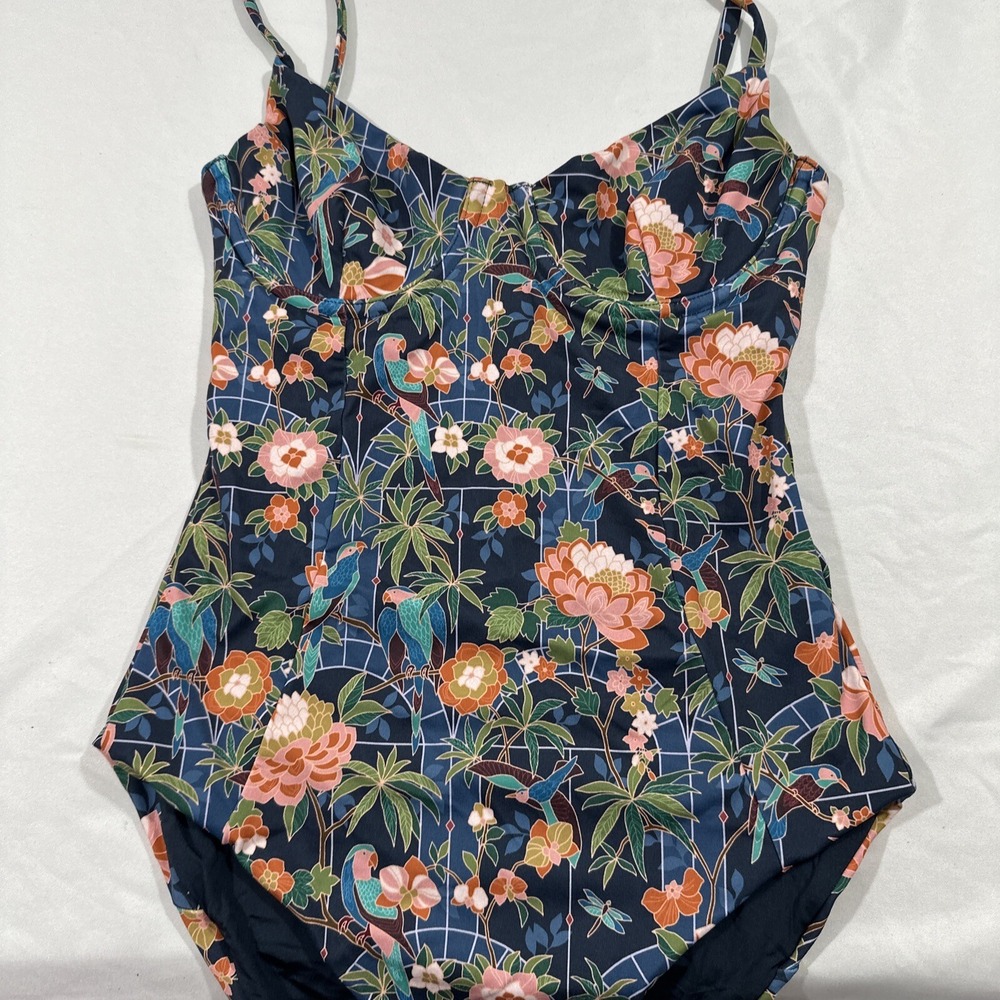 NEW $245 Onia [ XS ] Chelsea One Piece Swimsuit in Navy Multi Jungle Mosaic 7062 - Picture 9 of 16